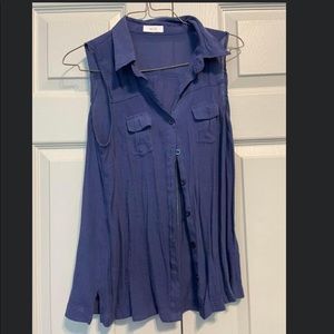 Blue collared tank top